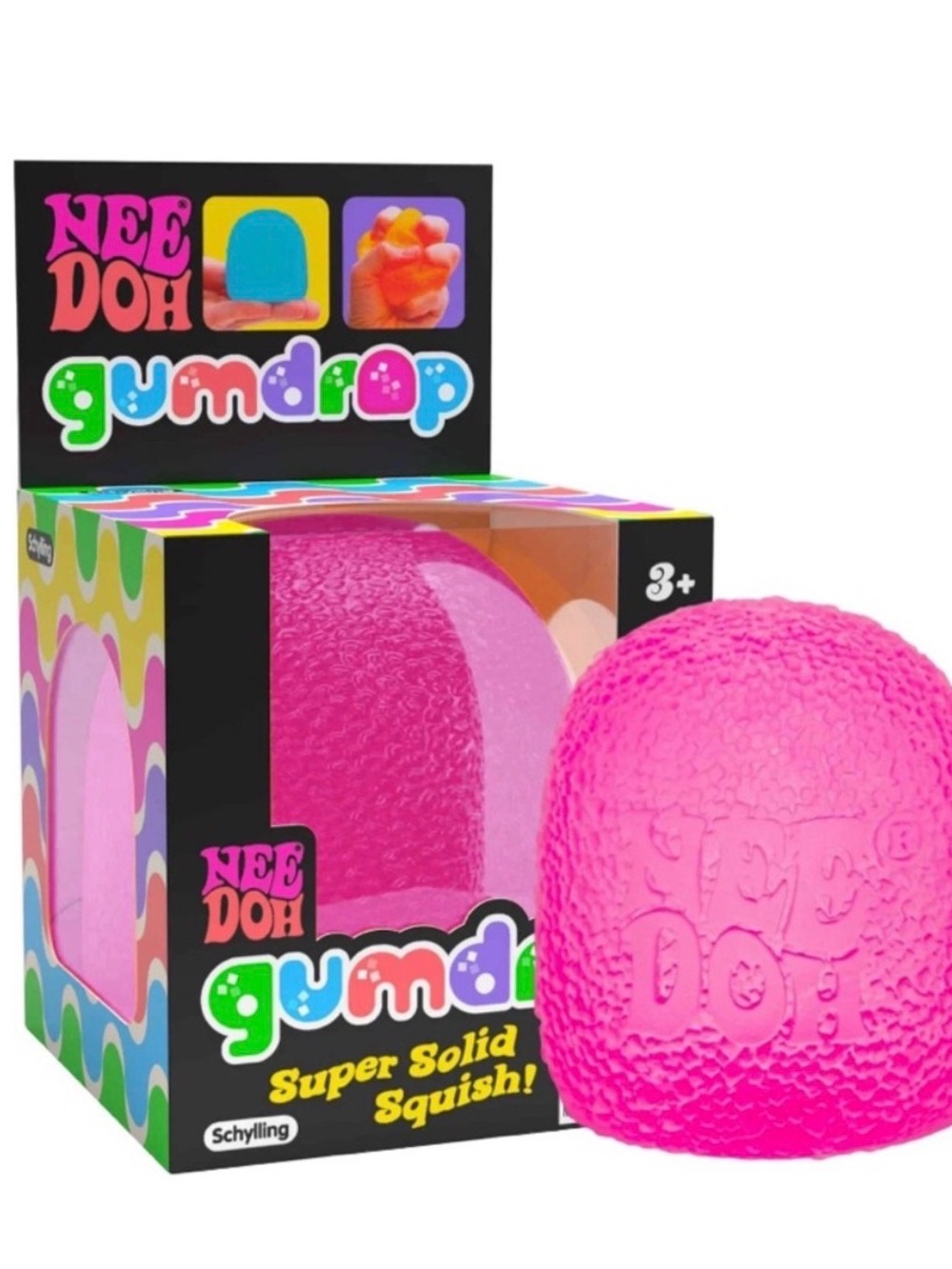 NeeDoh Gumdrop Super Solid Squish! - Bright Pink
